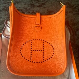 Brand new/never been used Hermes mini Evelyn in Clemence Taurillion.
